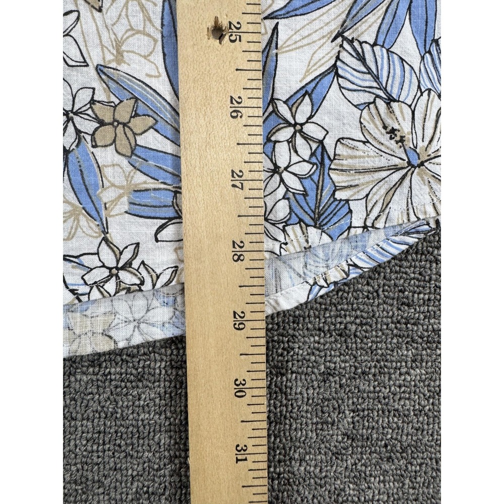 Luigi Fusaro Shirt Mens Large Blue Tan Floral Long Sleeve Linen Cotton Button Up - Picture 6 of 9